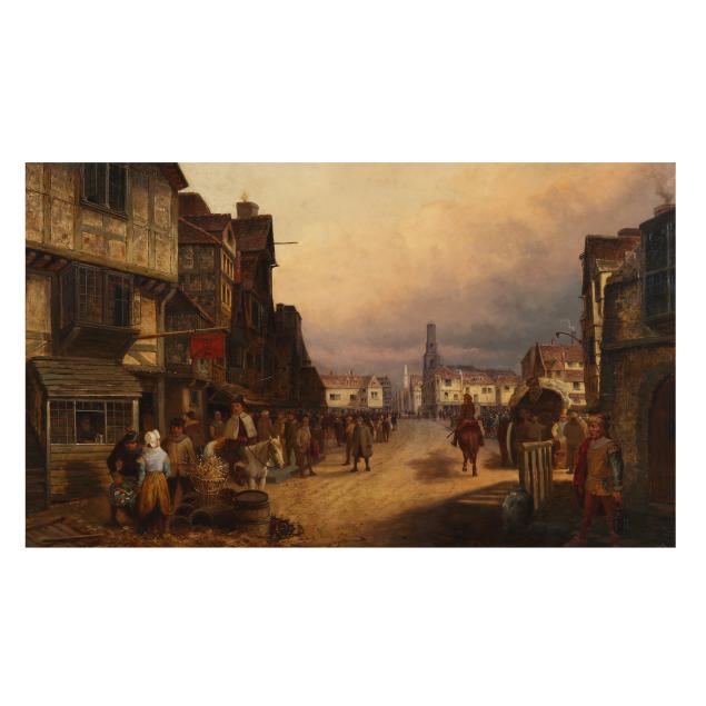 e-v-hampe-german-19th-century-medieval-market-scene