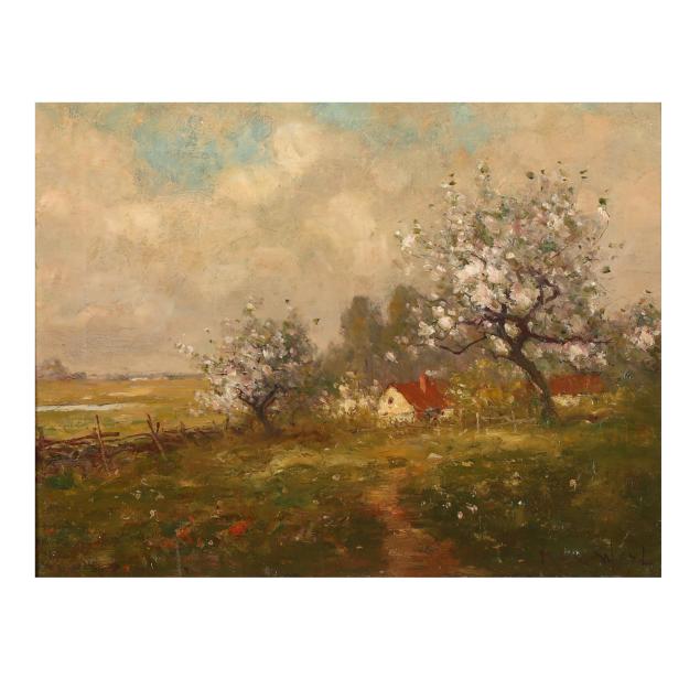 max-weyl-american-1837-1914-pastoral-landscape-with-apple-blossoms