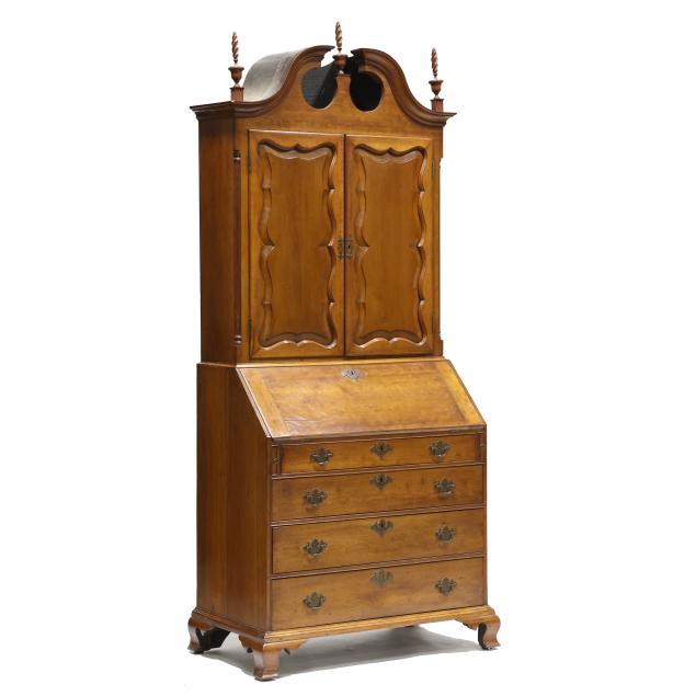 new-england-chippendale-cherry-bonnet-top-desk-and-bookcase