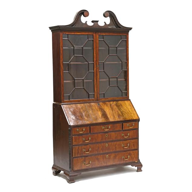 english-chippendale-mahogany-bureau-and-bookcase