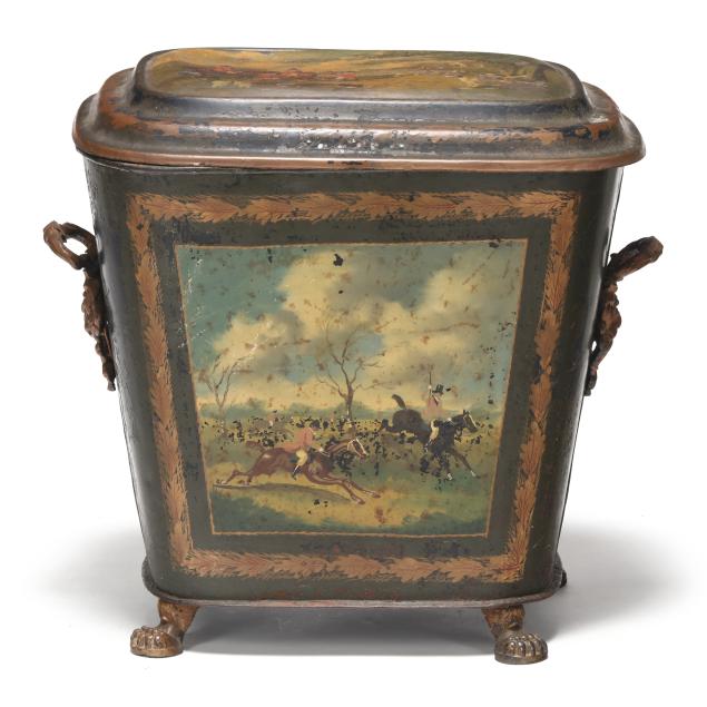 vintage-tole-bin-with-fox-hunt-motifs