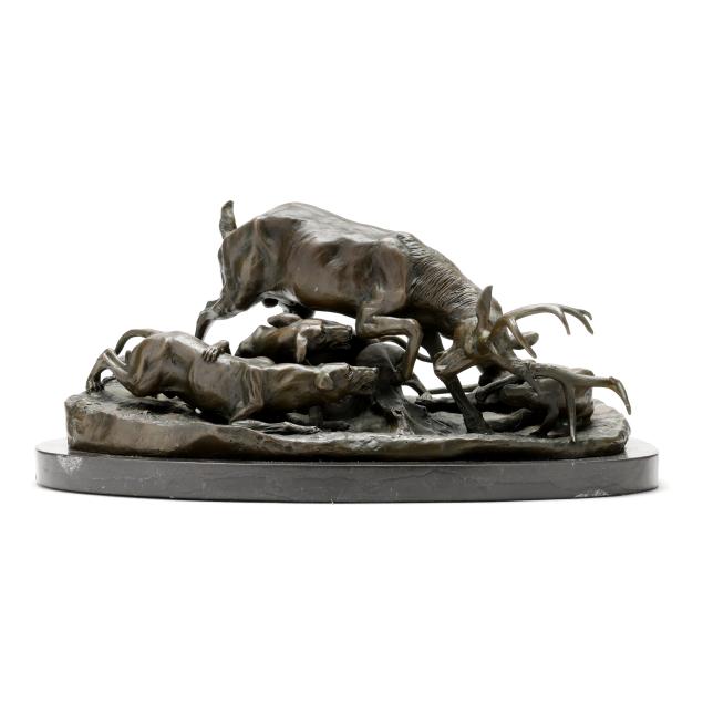 after-antoine-louis-barye-french-1795-1875-three-hounds-attacking-ten-point-stag