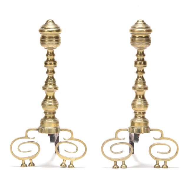 pair-of-american-classical-style-brass-andirons