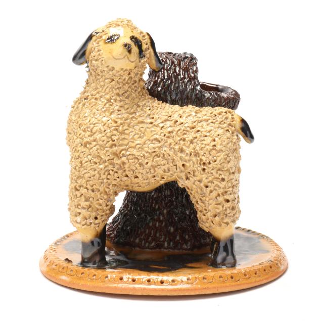 billy-ray-hussey-robbins-nc-b-1955-sheep-and-basket-pottery-figure