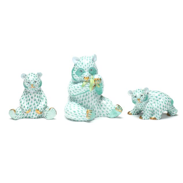 herend-three-green-fishnet-porcelain-bears