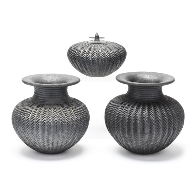 kenneth-standhardt-american-b-1961-three-black-pottery-vessels
