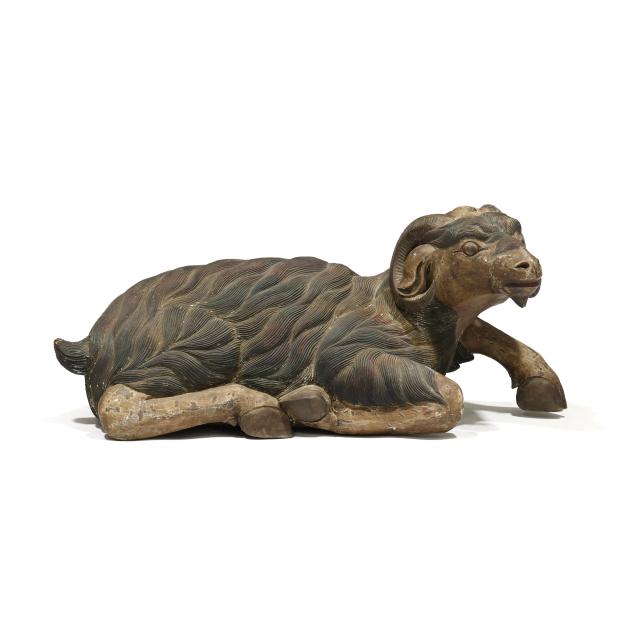 southeast-asian-large-carved-and-painted-recumbent-ram