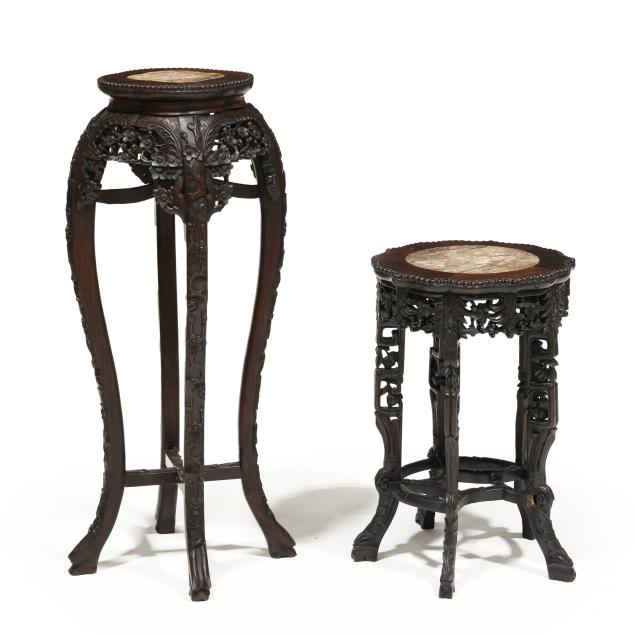 two-chinese-hardwood-marble-top-stands