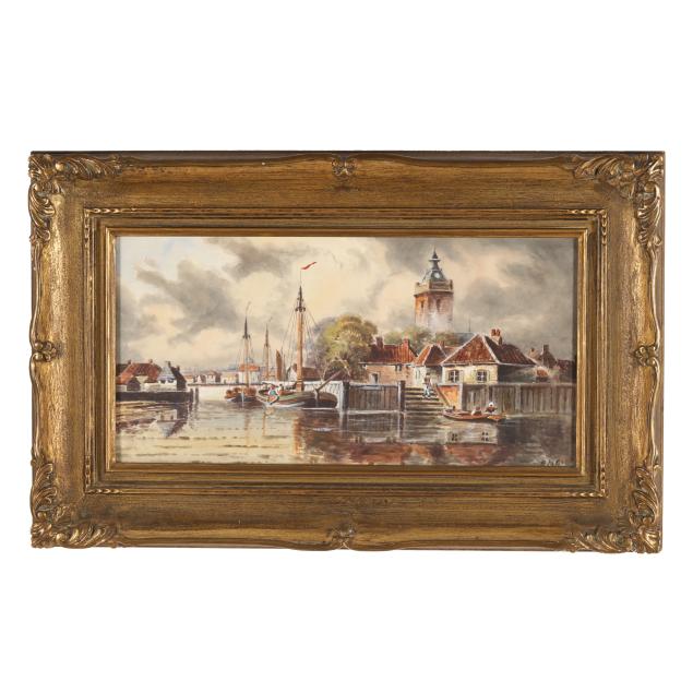 continental-school-mid-20th-century-harbor-scene