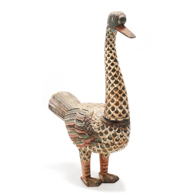 large-asian-carved-and-painted-wood-bird-sculpture