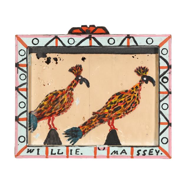 willie-massey-american-1906-1990-folk-art-mixed-media-painting-of-two-birds