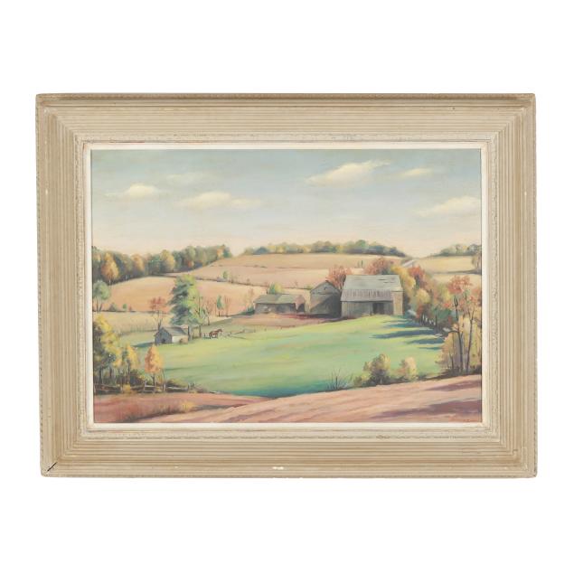 american-school-20th-century-rural-farm-scene-signed
