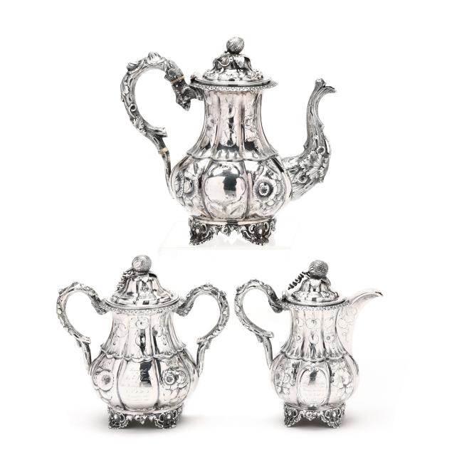 wood-hughes-three-piece-repousse-coin-silver-tea-service