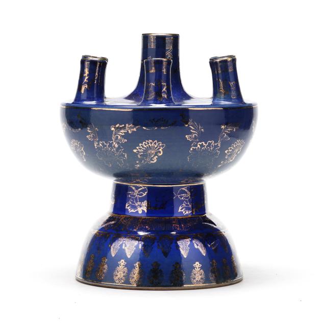 a-chinese-blue-tulip-vase-with-gilt-decoration