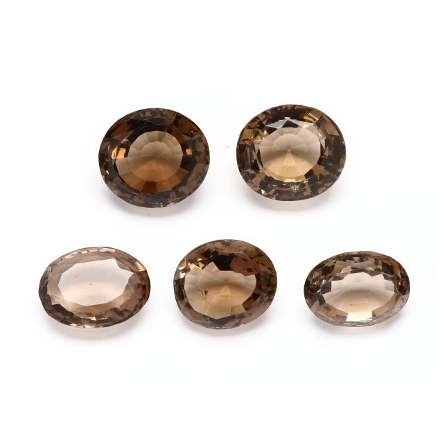 group-of-five-oval-cut-loose-smoky-quartz