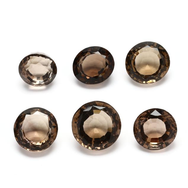 group-of-six-round-and-oval-cut-loose-smoky-quartz