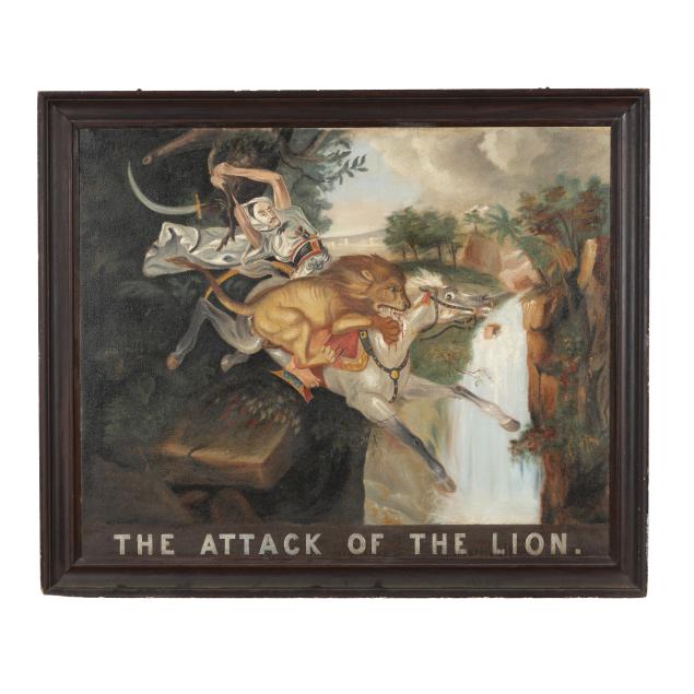 an-antique-orientalist-painting-i-the-attack-of-the-lion-i