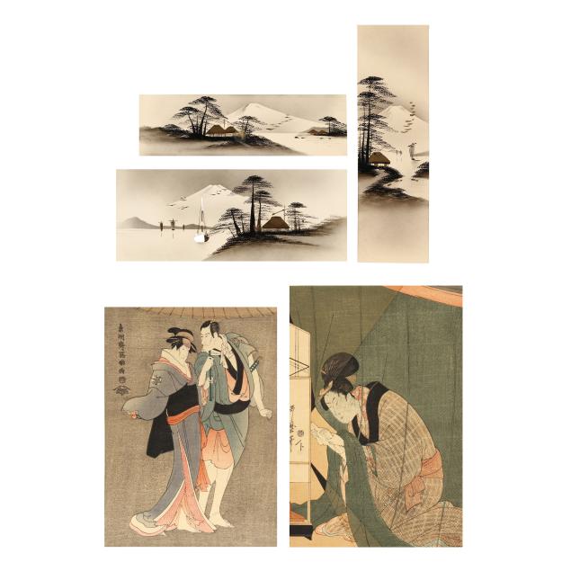 a-group-of-five-japanese-woodblock-prints