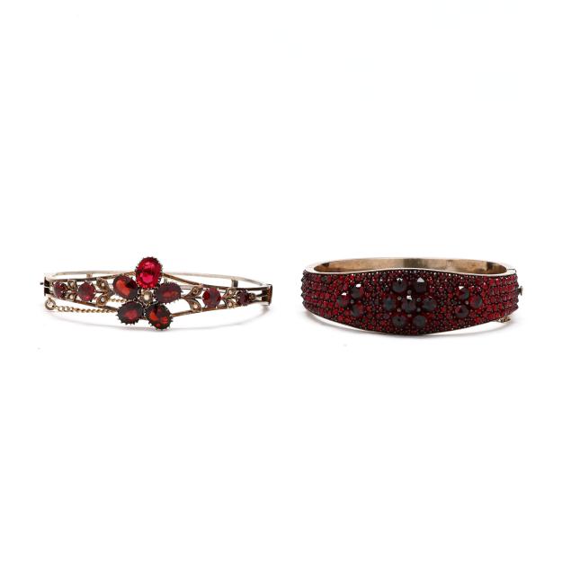 two-antique-garnet-bangle-bracelets