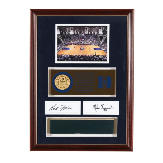framed-piece-of-duke-university-basketball-stadium-flooring-with-photograph-and-autographs