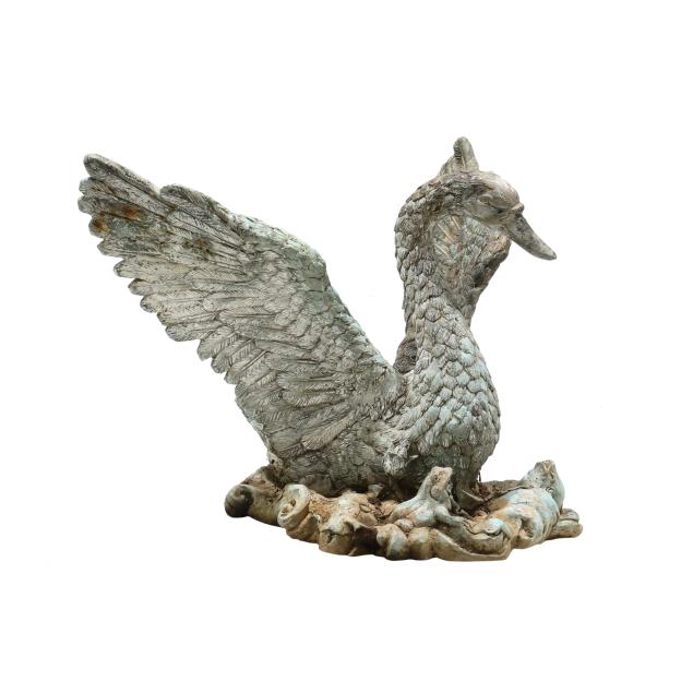 bronze-garden-sculpture-of-a-swan
