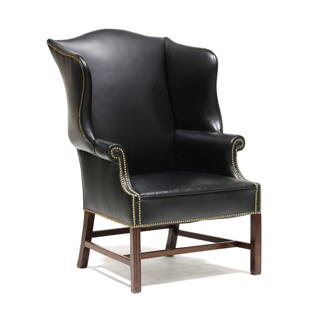 chippendale-style-leather-upholstered-easy-chair