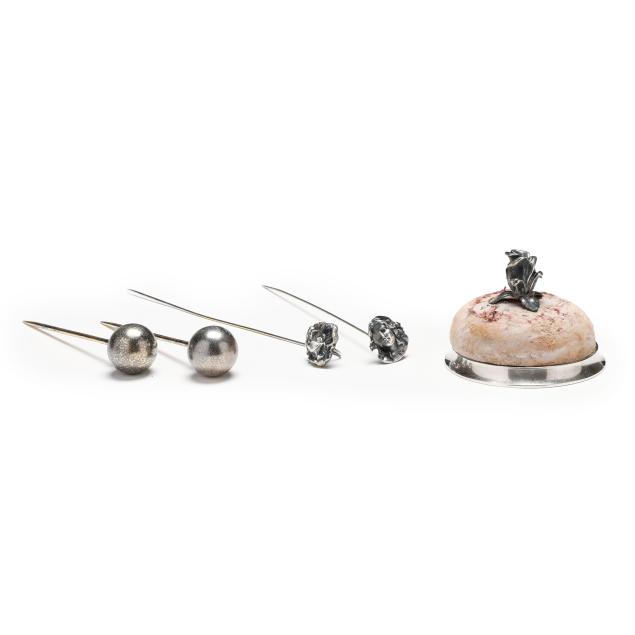 tiffany-co-sterling-silver-pin-cushion-and-four-hat-pins