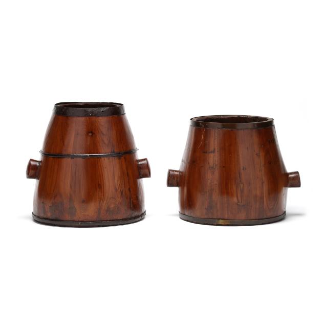 two-chinese-pear-shaped-wooden-grain-baskets