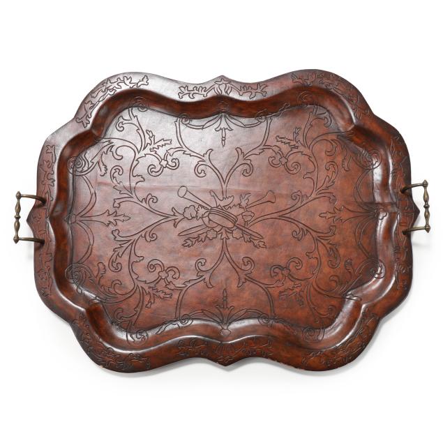 maitland-smith-embossed-leather-serving-tray