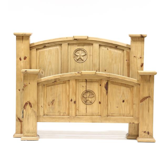 southwestern-style-carved-pine-queen-size-bed