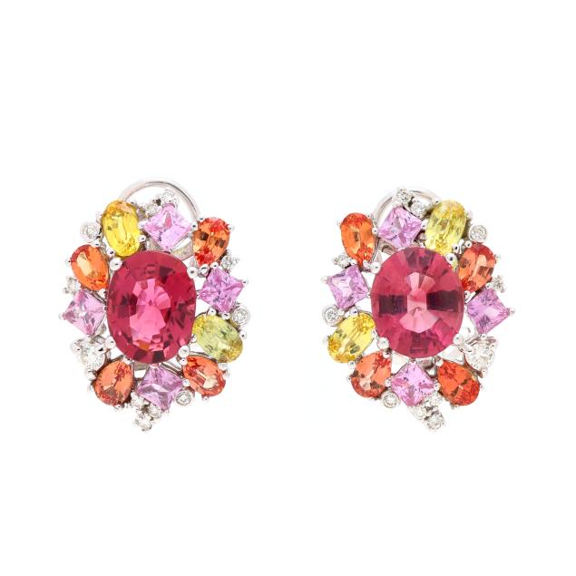 white-gold-pink-tourmaline-sapphire-and-diamond-earrings