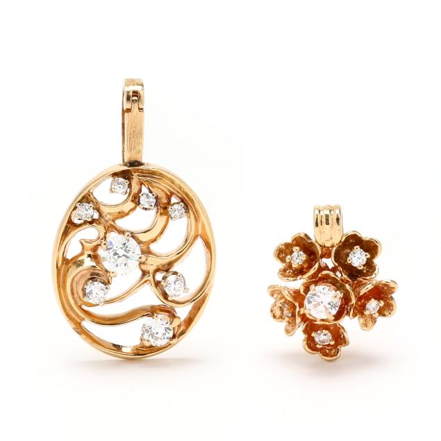 two-gold-and-diamond-pendants