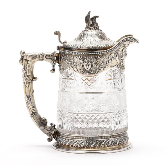 an-american-brilliant-period-cut-glass-carafe-with-sterling-silver-gilt-mounts-by-gorham