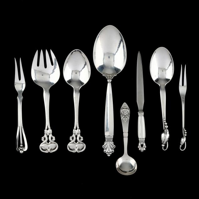 assortment-of-georg-jensen-and-danish-sterling-silver-flatware-servers