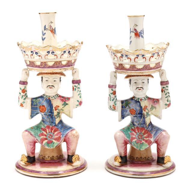 pair-of-mottahedeh-style-i-tobacco-leaf-i-figural-porcelain-epergnes