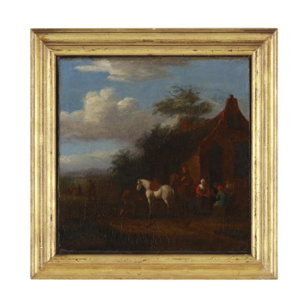 dutch-school-18th-century-travelers-outside-an-inn