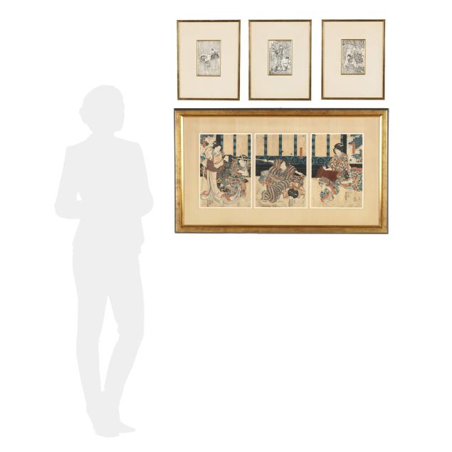 utagawa-kunisada-toyokuni-iii-japanese-1786-1864-four-woodblock-printed-works-on-paper