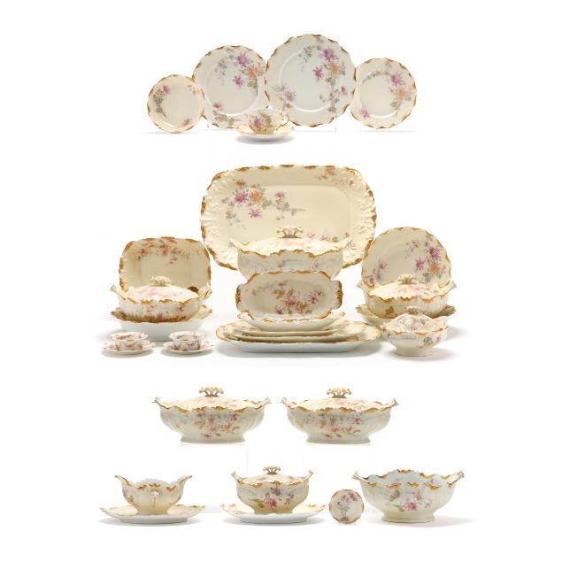 large-antique-limoges-gilt-and-floral-patterned-porcelain-dinner-service