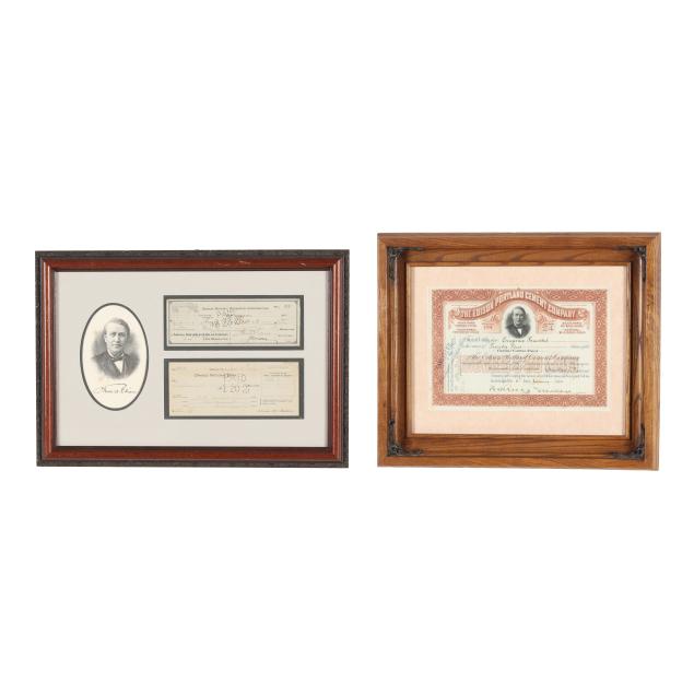 three-checks-and-a-stock-certificate-pertaining-to-thomas-a-edison