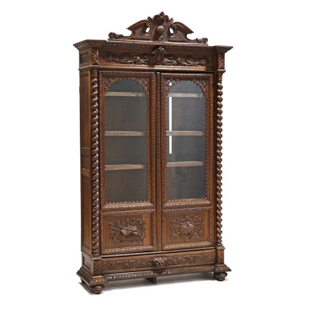 antique-continental-carved-oak-bookcase