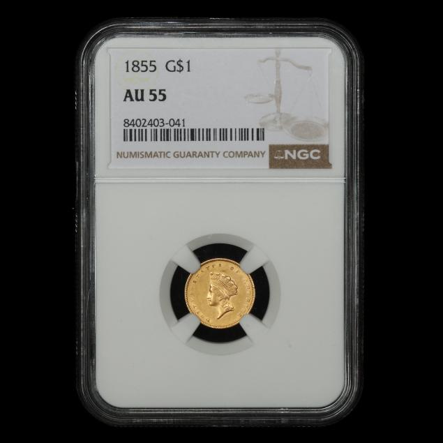 1855-1-indian-head-gold-dollar-au-55