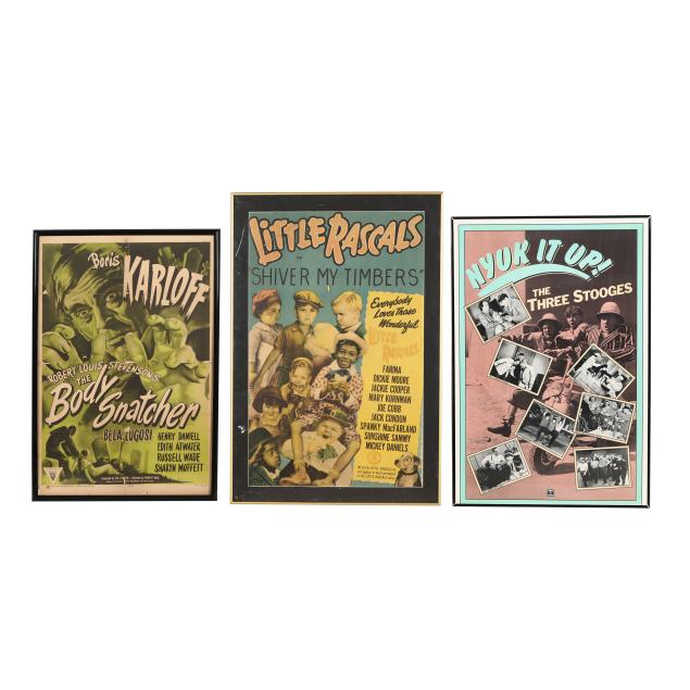 three-vintage-framed-posters-i-the-three-stooges-i-i-the-little-rascals-i-i-the-body-snatcher-i