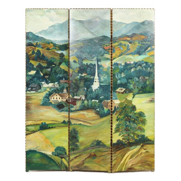 vintage-painted-three-panel-screen-with-mountain-landscape