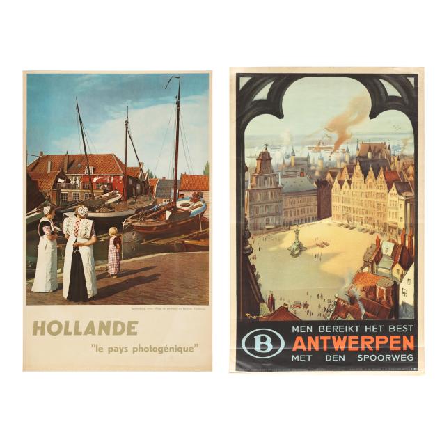 two-vintage-european-travel-posters-antwerp-holland