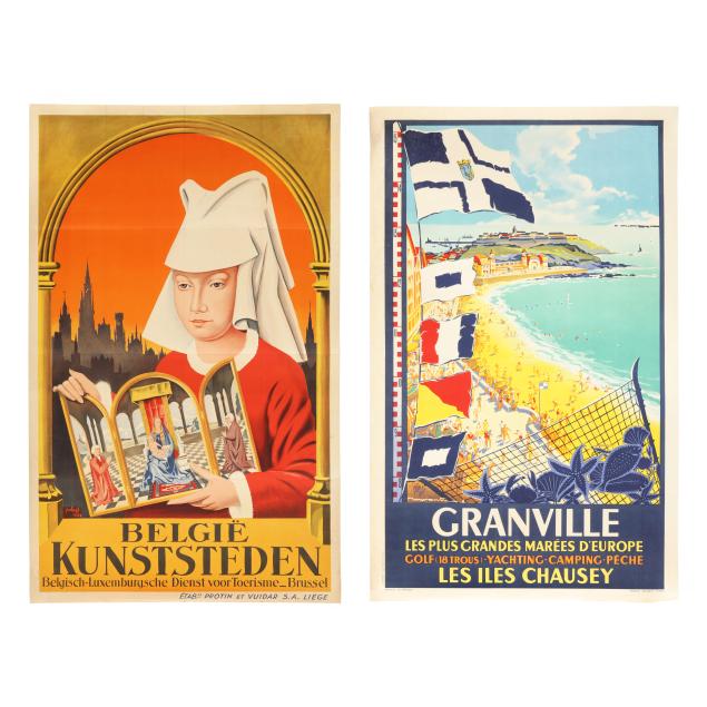 two-vintage-european-travel-posters-belgium-granville