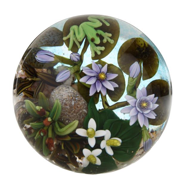cathy-richardson-pond-scene-art-glass-paperweight