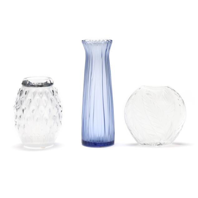 three-lalique-crystal-flower-vases