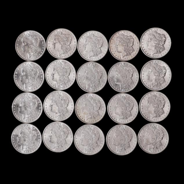 bu-roll-of-twenty-20-1887-morgan-silver-dollars