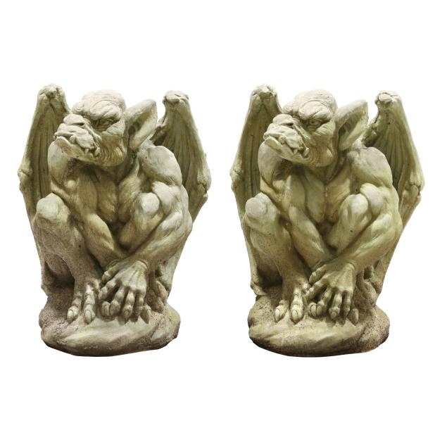 pair-of-cast-stone-gargoyle-statues