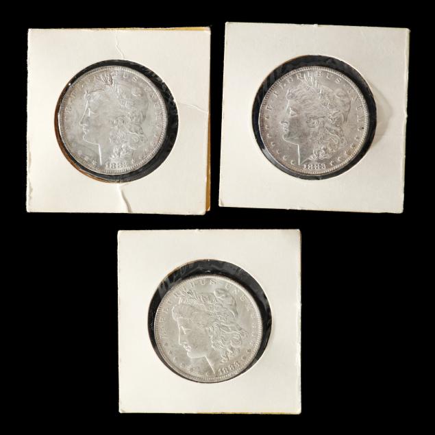 three-uncirculated-1883-o-morgan-silver-dollars